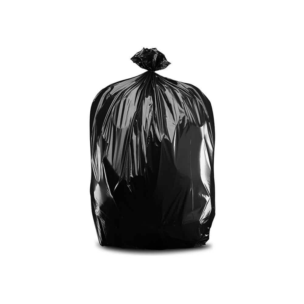 PlasticMill 64 Gallon Black 1.5 Mil 50x60 50 Bags/Case Garbage Bags / Trash Can Liners.