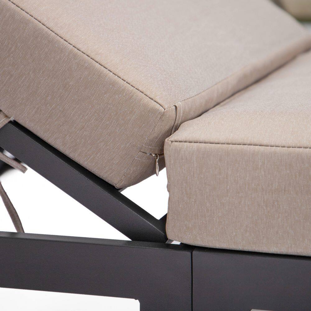 Chelsea Beige Aluminum Outdoor Chaise Lounge with Cushions