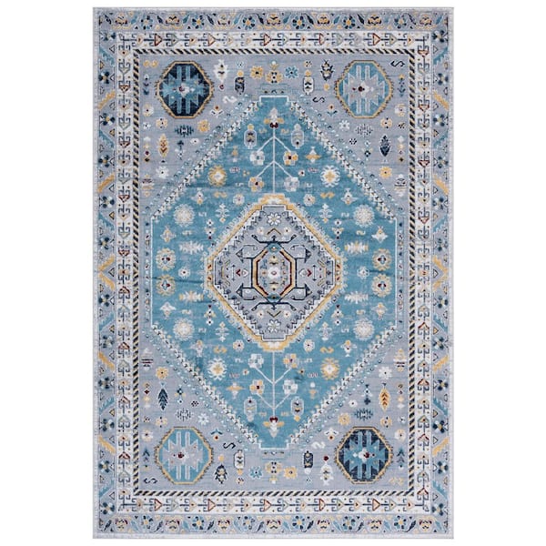 Bayside 9 ft. x 12 ft. Blue/Gray Traditional Medallion Area Rug