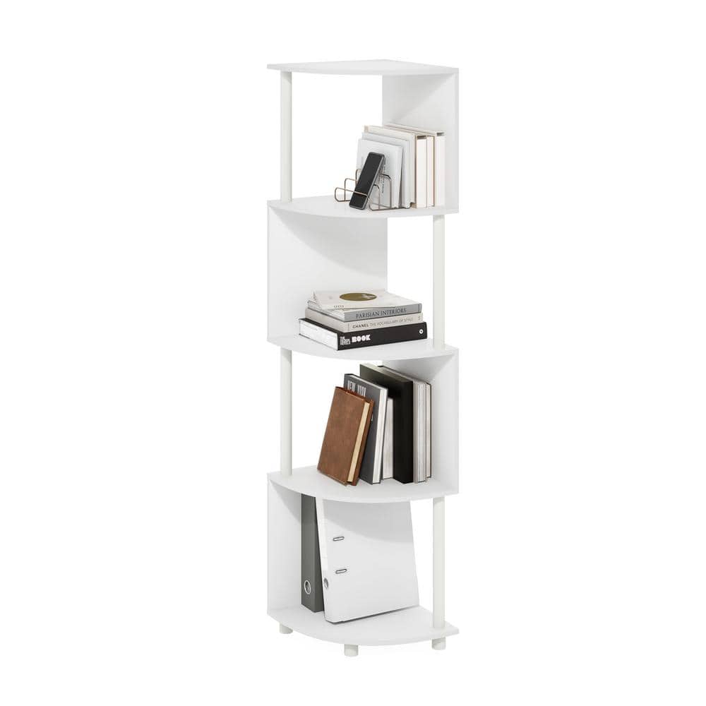 White Zigzag Corner Shelf Bookcase with PVC Tubes