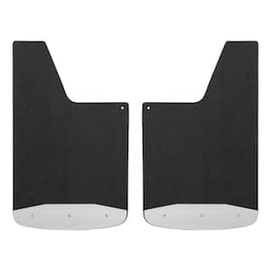 Universal Front or Rear 14" x 23" Textured Rubber Mud Guards, Stainless Plates