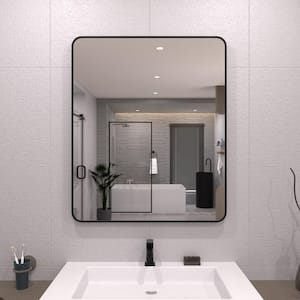 Dew 30 in. W x 36 in. H Rectangular Framed Wall Bathroom Vanity Mirror in Matte Black