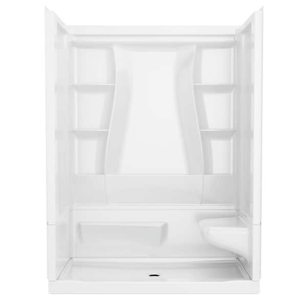 Classic 500 Right Seat 60 in. x 32 in. x 75.88 in. H Alcove Shower Kit Shower Wall and Shower Pan in White