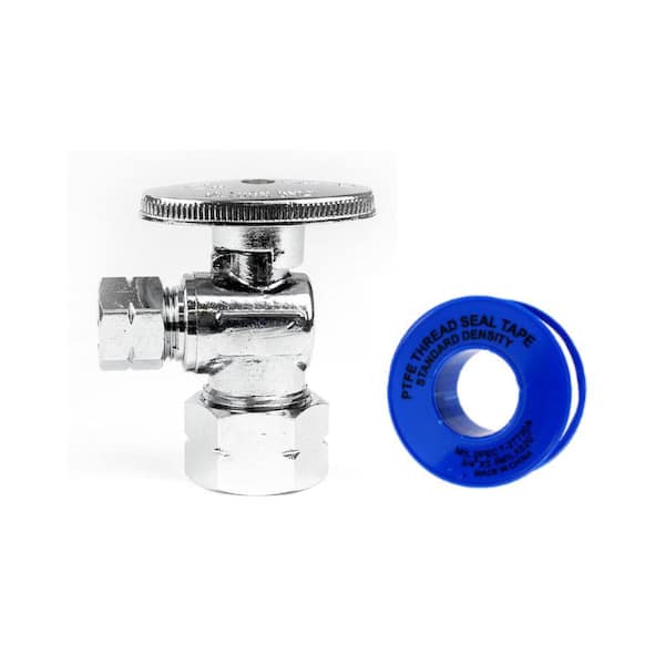 Dual Compression Outlet Angle Stop Valve, Plumbing Fitting, Quarter Turn,  Single Handle Independent Multi-Select Positions, Water Valve Shut Off 1/2  NOM (5/8 OD) x (3/8 inch x 3/8 inch) 