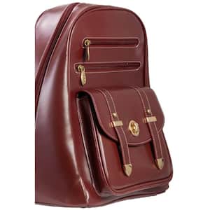 Robbins, 14.5 in. Red Leather Business Laptop Tablet Backpack, 99586