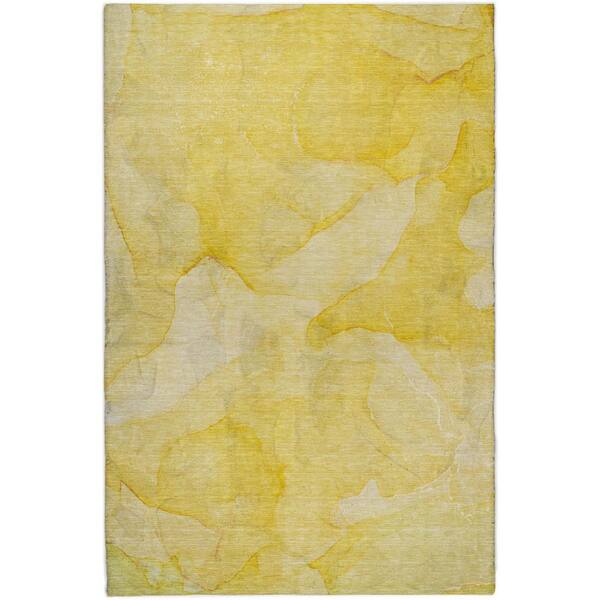 Dream Shag Premium Machine Washable Abstract ADS509 Gold 5 ft. x 7 ft. 6 in. Area Rug