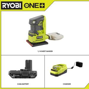 ONE+ 18V Cordless 1/4 Sheet Sander with Dust Bag, 2.0 Ah Battery and Charger