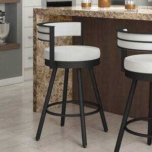 Eller 26 in. Off-White Faux Leather / Black Metal Counter Stool