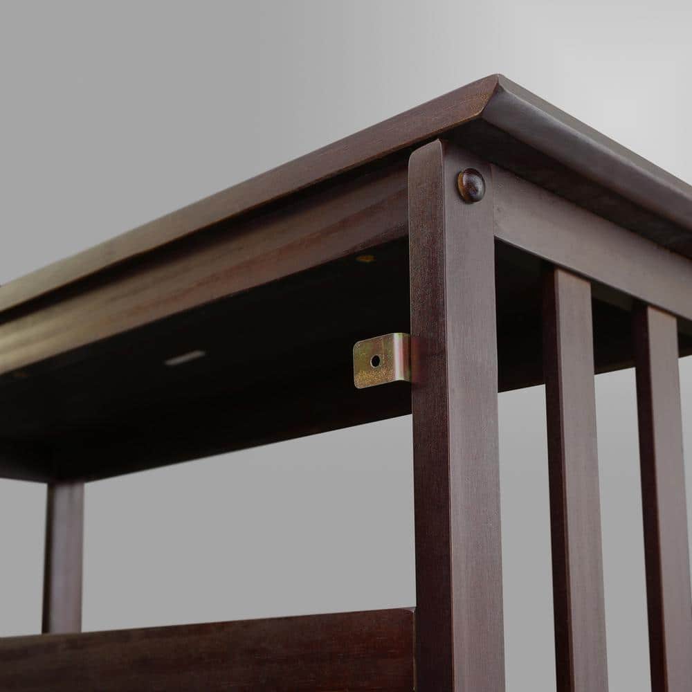 Espresso Brown Solid Wood 5-Shelf Mission Bookcase