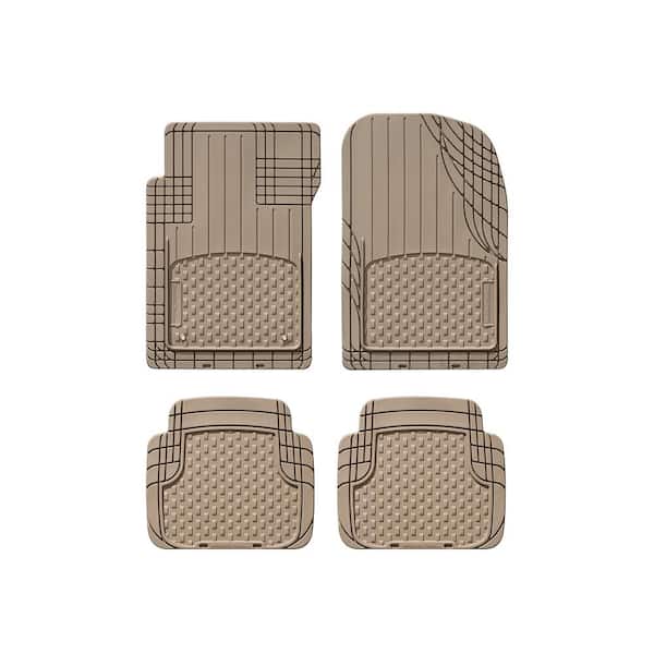 Tan 19 in. x 27 in. Advanced Rubber-like Thermoplastic Elastomer (TPE) Compound Car Mat (4-Piece)