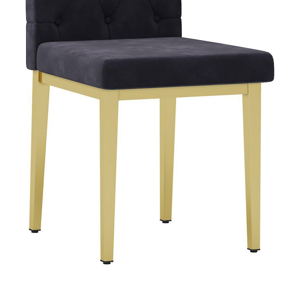 Modern Black Velvet Seat Dining Chairs Set of 4 for Kitchen, Living, Dining Room