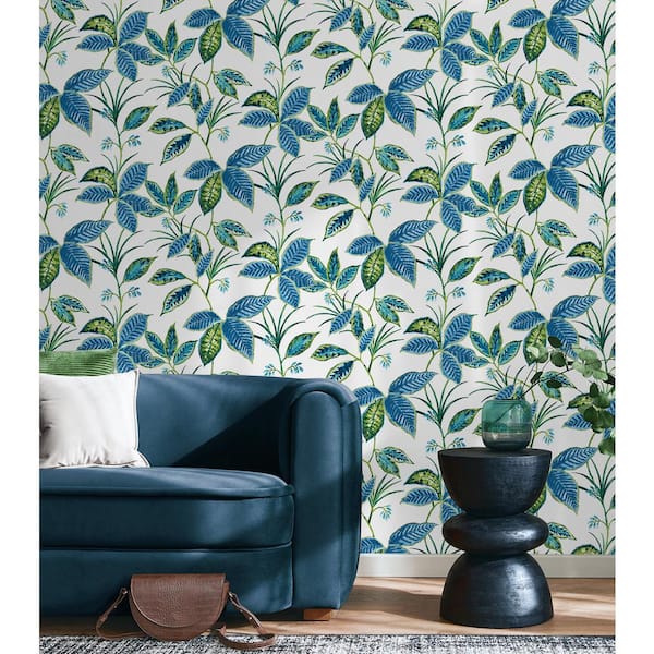Lagoon Boho Leaf Trail Vinyl Peel and Stick Wallpaper Roll (30.75 sq. ft.)