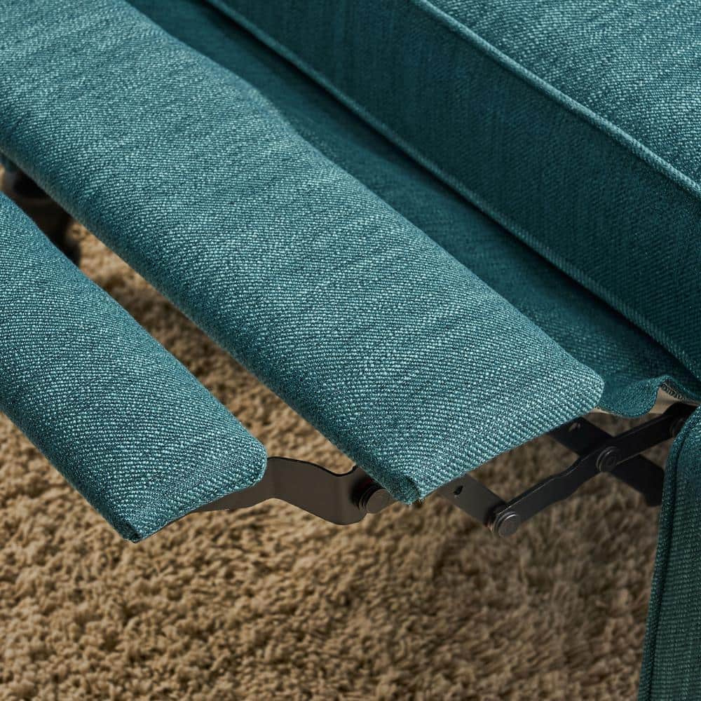 Oversized Blue Faux Wood Wingback Recliner