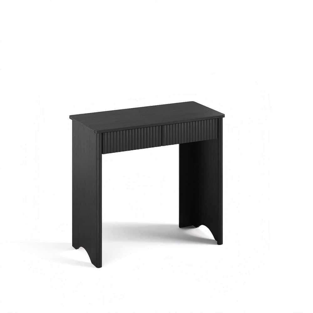 39.37 in. Black Wood Fluted Vanity Desk with 2 Drawers and Open Storage Shelf for Bedroom or Home Office price history on PriceWatchPro