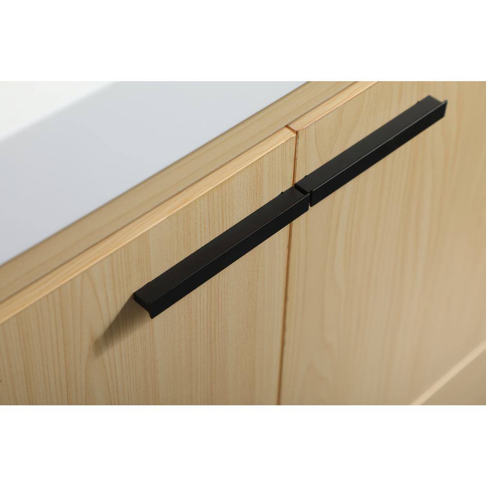 Maple and White Resin Single Bathroom Vanity with Black Handles