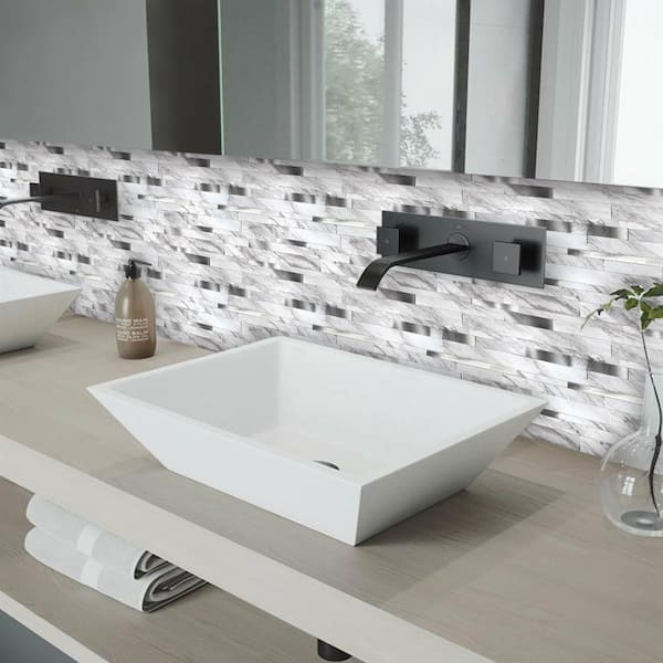 White Carrera Brushed Silver 11.70 in. x 11.93 in. Metal Peel and Stick Tile (1 sq. ft./pack)