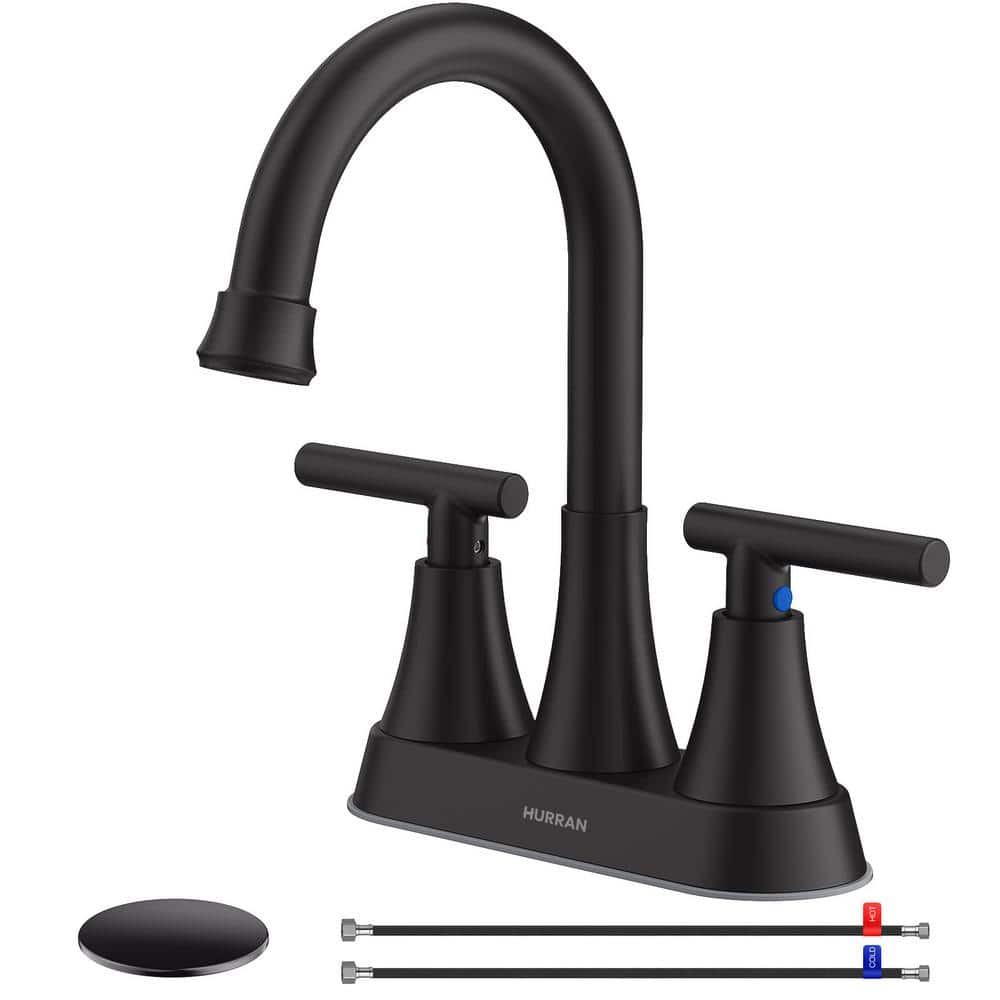 Matte Black Stainless Steel Double Handle High Arc Bathroom Faucet
