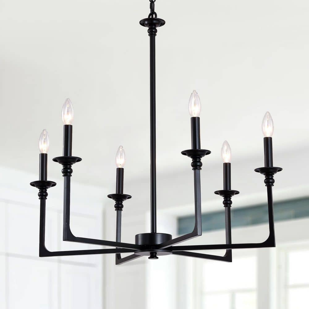 Bella Depot Akari 6-Light Black Modern Chandelier Rustic Linear