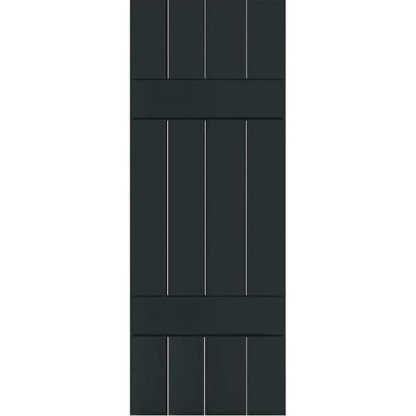 Ekena Millwork 15 in. x 60 in. Exterior Real Wood Sapele Mahogany Board and Batten Shutters Pair Dark Green