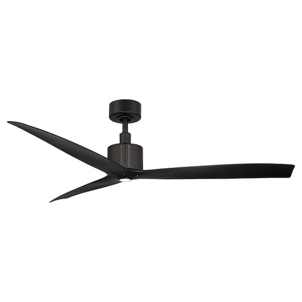 Spinster 60 in. Smart Indoor/Outdoor Matte Black Standard Ceiling Fan with 3000K Integrated LED and Remote