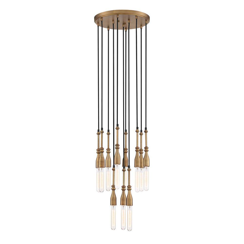 Louise Old Satin Brass 11-Light Ornamental Chandelier