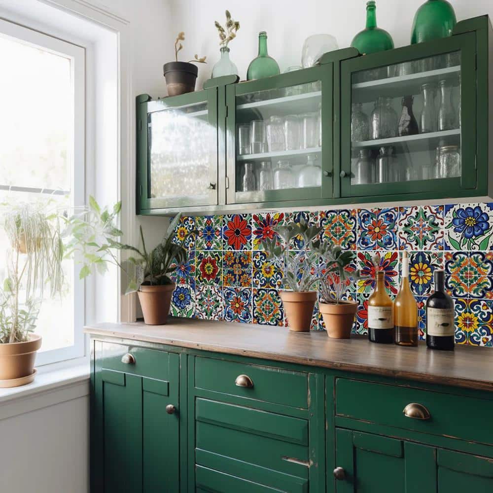 Colorful 4x4-inch Vinyl Peel and Stick Mosaic Tile Set
