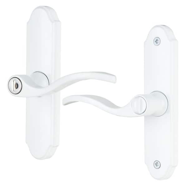 Serenade Mortise Keyed Lever Mount Latch with Deadbolt fo Wood Core Storm Doors, White