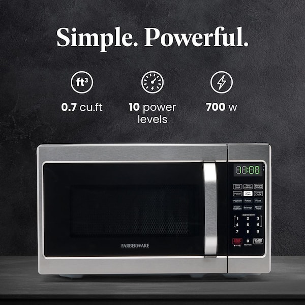 0.7 cu. ft. 700-Watt Countertop Microwave Oven in Brushed Stainless Steel