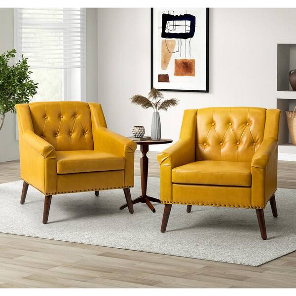 Yellow best sale leather armchair