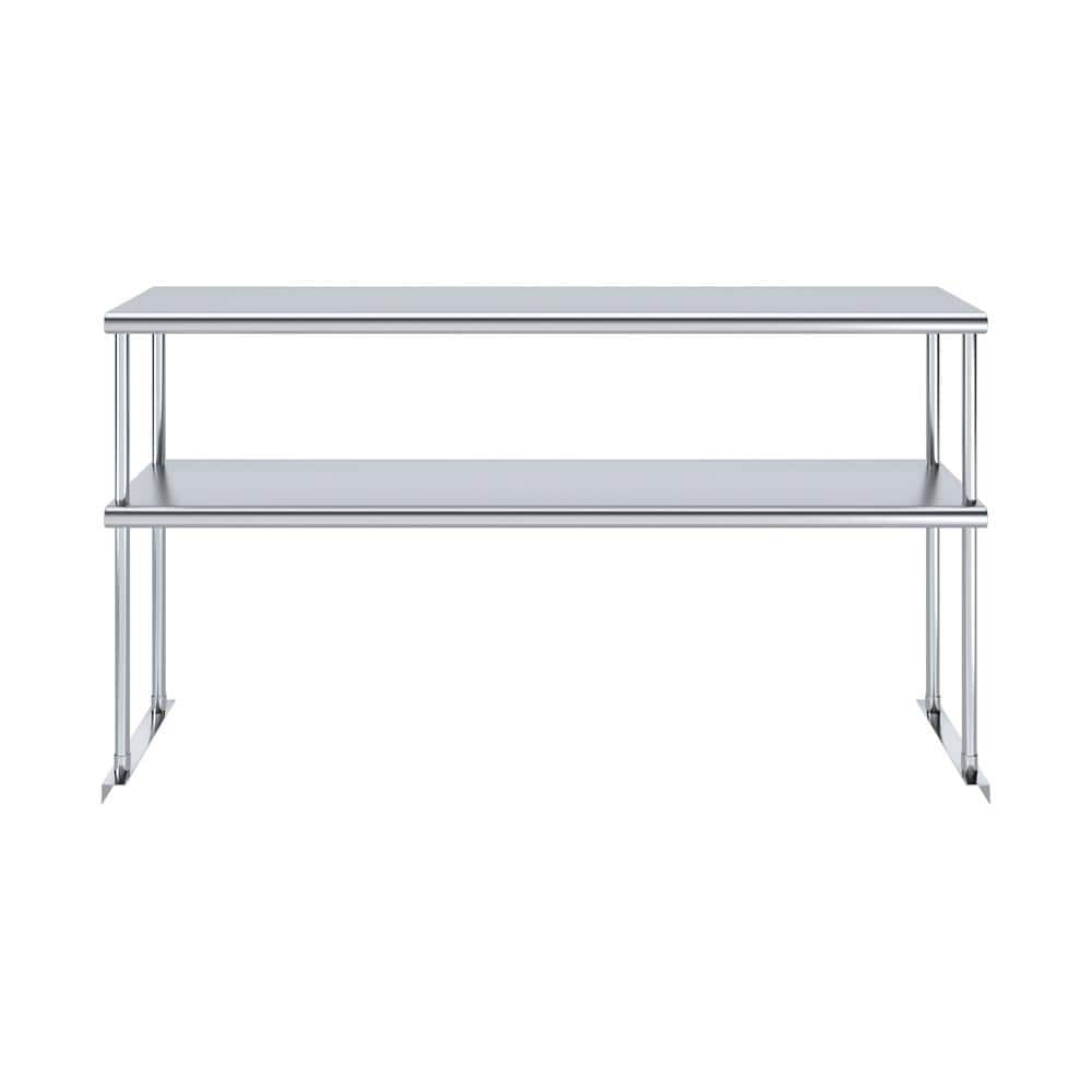 60" Stainless Steel Double-Tier Adjustable Kitchen Shelf