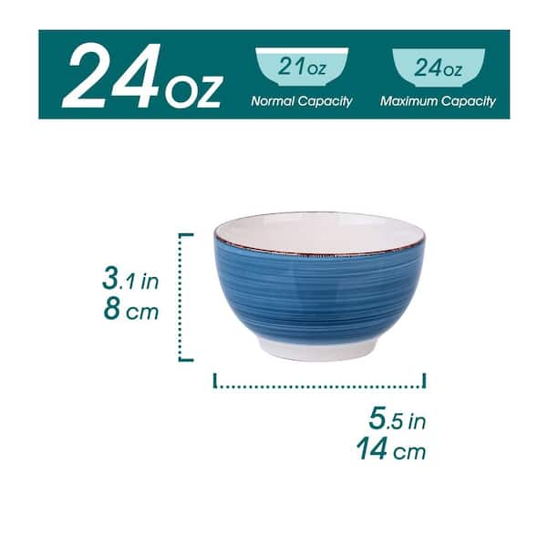 vancasso Bella Blue 4-Piece 5.5 in. 25 oz. Cereal Bowls Stoneware Large  Serving Bowl, Soup/Mixing/Fruit/Noodle/Bowl (Set of 4) VC-BELLA-B-SDW - The  Home Depot