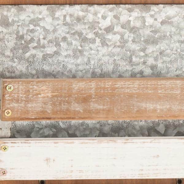 Rustic Brown and White Wall Mounted Wood and Metal Organizer