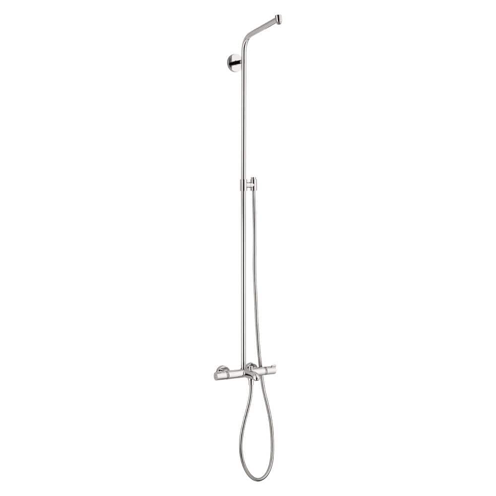 Hansgrohe Crometta E Exposed Showerpipe Wall Bar with Tub Filler