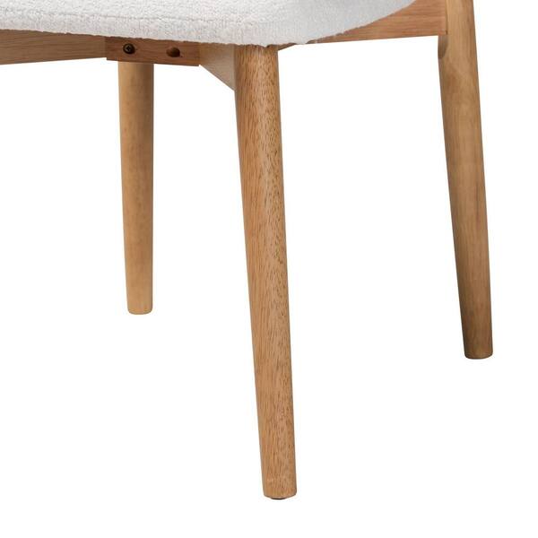 Baxton Studio Wattsu White Boucle and Natural Brown Wood
