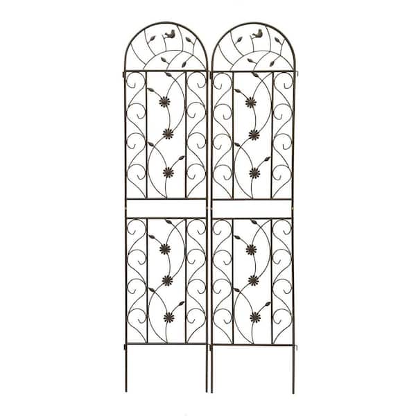 86.7 in. x 19.7 in. Metal Garden Trellis Rustproof Trellis Flower Support for Climbing Plants in Brown (2 Pack)