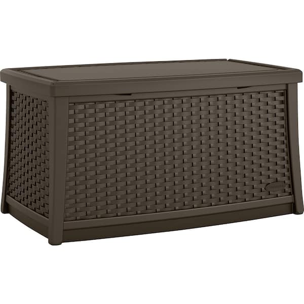 Suncast Elements Plastic Outdoor Coffee Table with Storage- Java