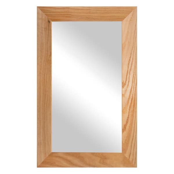 3 in Natural Frame (24 in. W x 33 in. H) Oak Hardwood Rectangle Wall Mirror