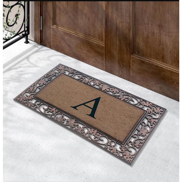 A1HC Natural Coir Monogrammed Picture Frame Door Mat for Front Door,  Anti-shed Treated Durable Doormat for Outdoor Entrance, 24x39 