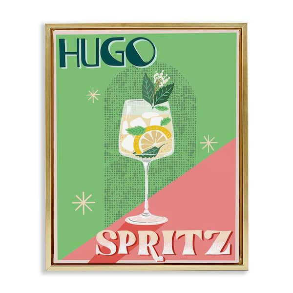 Stupell Industries Hugo Spritz Cocktail by Jo Reid Gold Floater Frame Food Graphic Art Print 31 in. x 25 in.