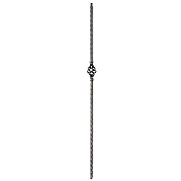 arteferro 44 in. x 9/16 in. Single Basket Hammer Bar Dark Champagne Powder Coated Wrought Iron Baluster