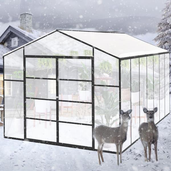 10 ft. x 14 ft. Aluminum Frame Greenhouse Polycarbonate Greenhouse Heavy Duty Walk-in Greenhouses