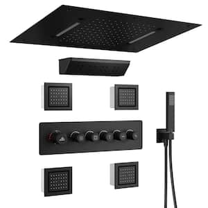 Single-Handle 5-Spray Rectangular Shower Faucet 2.5 GPM with Body Spray in. Matte Black, Valve Included