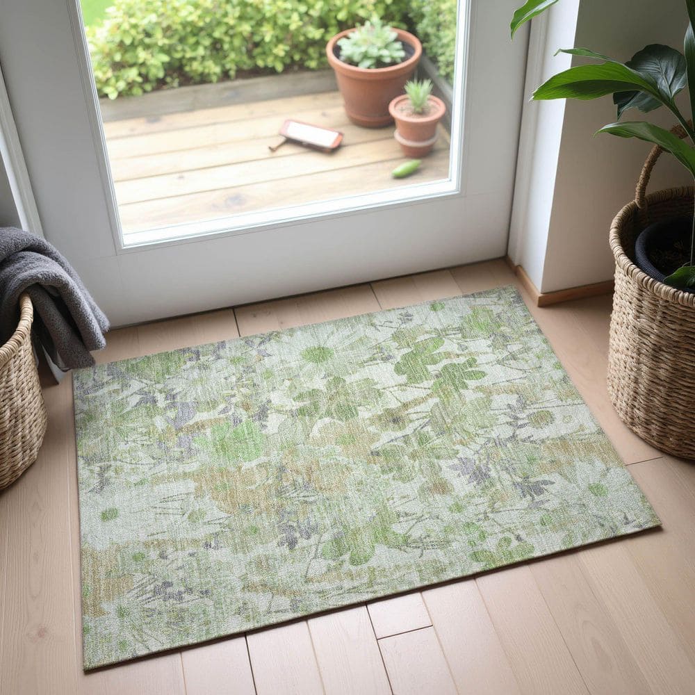 Mayfield Premium Machine Washable Abstract AMF1506 Aloe 2 ft. x 3 ft. Area Rug price history on PriceWatchPro