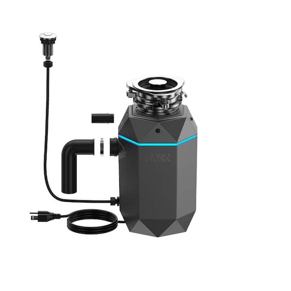 Bright Diamond Corded Black Onyx 1 HP Continuous Feed Super Quiet Garbage Disposal, Air Switch and LED Light
