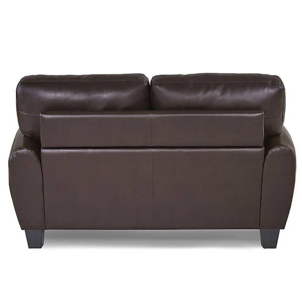 Lazzara Viggo 61.5 in. W Dark Brown Faux Leather Loveseat 9734DB-2