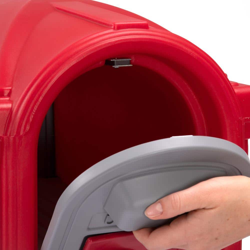 Classic Americana Red and Gray Plastic Pedestal Mailbox