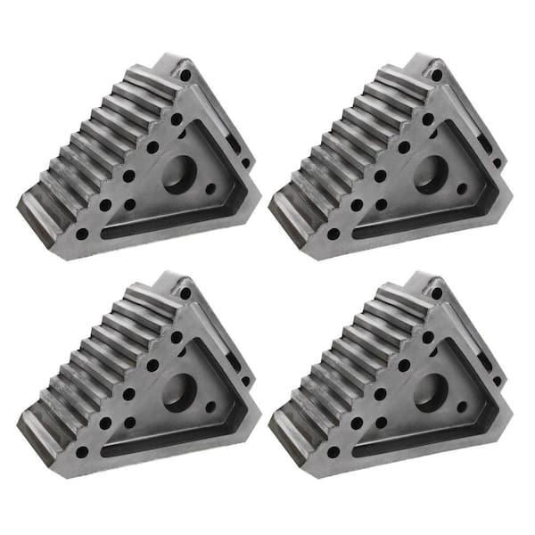 Extreme Max Heavy-Duty Solid Rubber Wheel Chock with Handle - Value 4-Pack