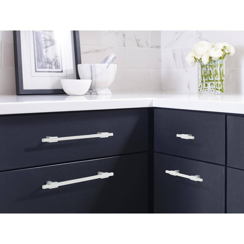 Polished Chrome and White Modern Cabinet Bar Pull