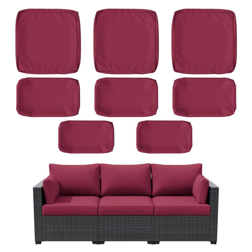 8-Piece 25.6 in. Outdoor Replacement Lounge Cushion Covers Fuchsia Red price history on PriceWatchPro