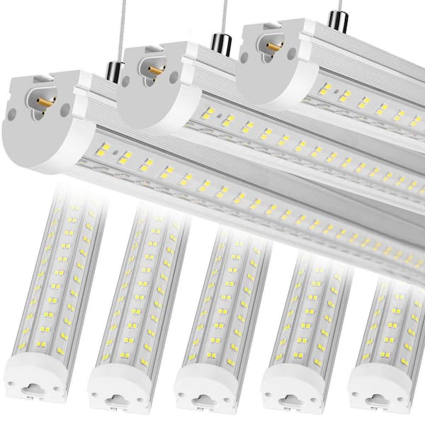8ft 125-Watt LED Shop Light, 6500K Clear White 20000LM Flush Mount/Hanging Linkable Ceiling Lights for Garage, 8-Pck